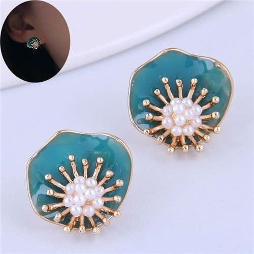 Artificial Pearls Inlaid Artistic Design Flower High Fashion Women Costume Earrings A392-fear6047