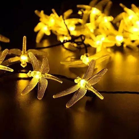 Style: Warm Yellow - Solar Powered DragonFly LED Light String K290-5747713477