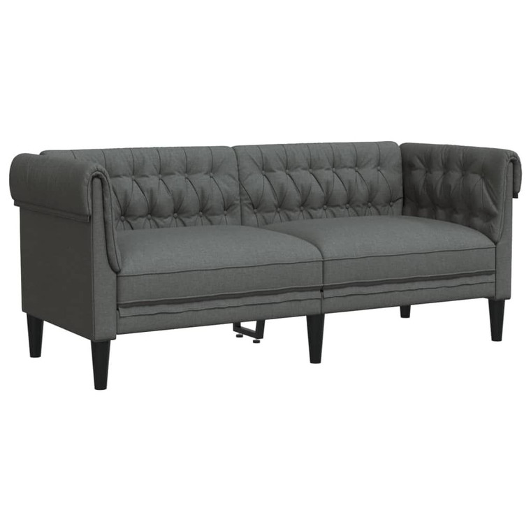 Chesterfield Sofa Dark Grey Polyester, solid wood, plywood, foam A949-372548