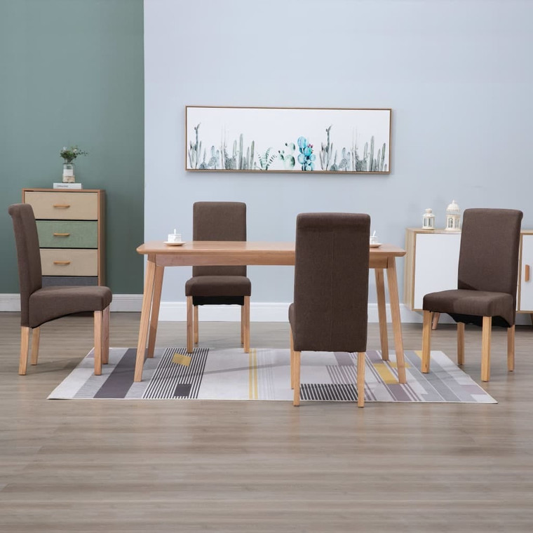 Dining Chair Set of 4 Brown Fabric and wood Standard Ergonomic A949-249274
