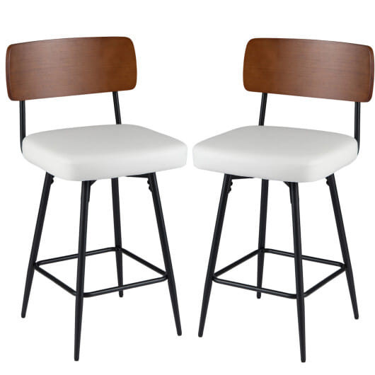 27 Inch Padded Counter Barstools Set of 2 with Metal Legs-White B593-JV13726-2