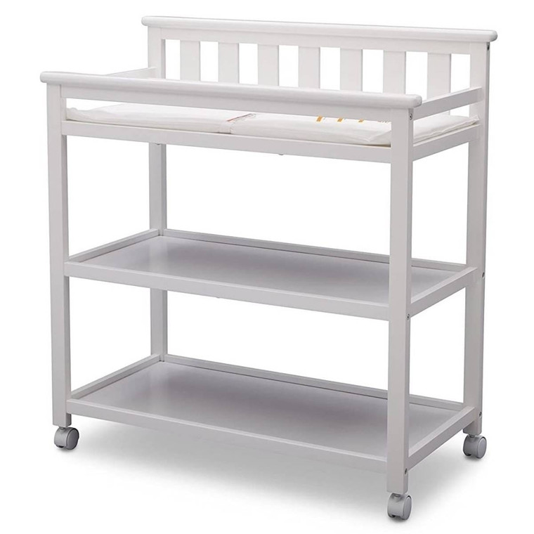 Modern White Baby's First 2 Shelf Changing Table with Wheels Q280-FTCT1261