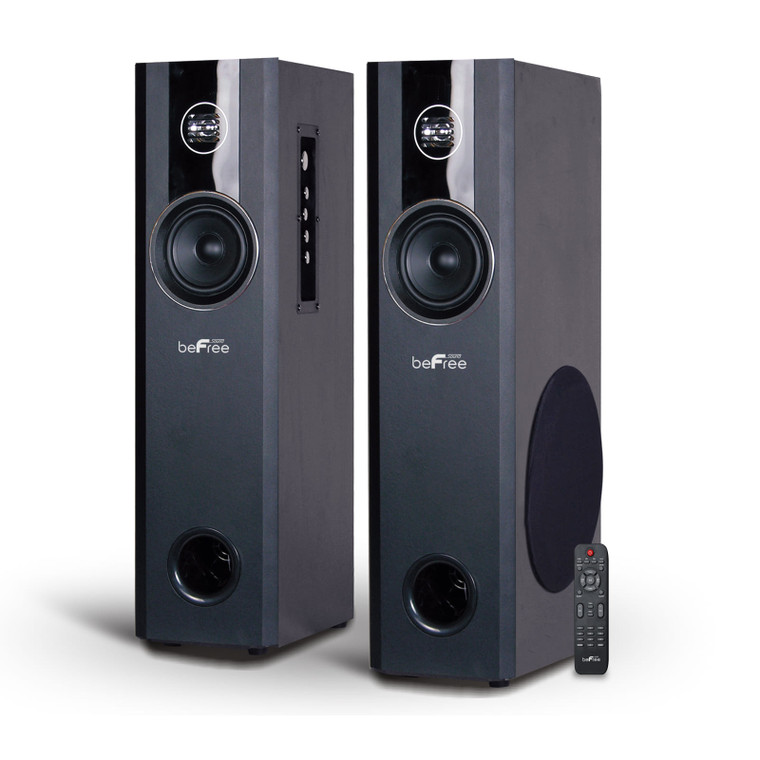 beFree Sound 2.1 Channel Bluetooth Powered Black Tower Speakers D970-BFS-T120-RB