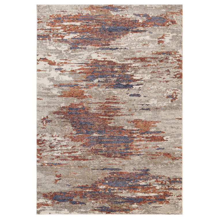 8' X 10' Beige Rust and Blue Abstract Power Loom Area Rug N270-532205