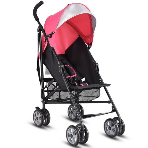 Folding Lightweight Baby Toddler Umbrella Travel Stroller with Storage Basket Pink B593-WalmartBB4880PI