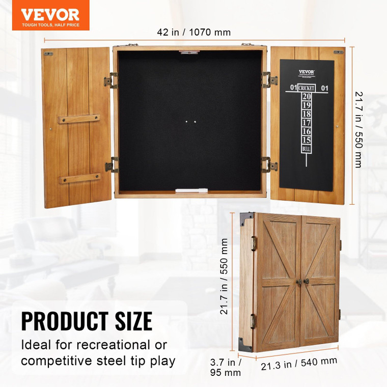Dartboard Cabinet, Solid Wood Dartboard Cabinet Set, Official Size Hideaway Cabinet with Socreboard E415-CJKSM00000005RLX9V0
