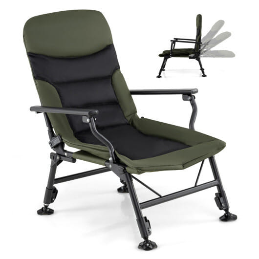 Oversized Foldable Fishing Chair for Adults with Armrest-Green - Color: Green D681-NP12606GN