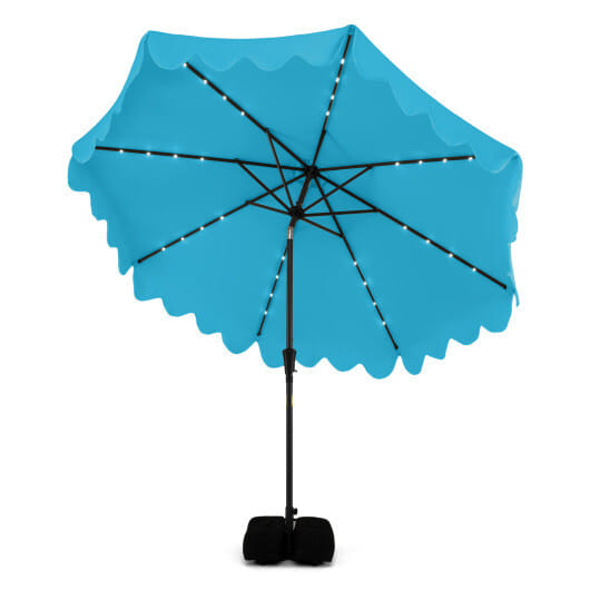 10 FT Outdoor Patio Umbrella with Solar LED Lights and Weighted Base-Turquoise - Color: Turquoise D681-NP13208LS