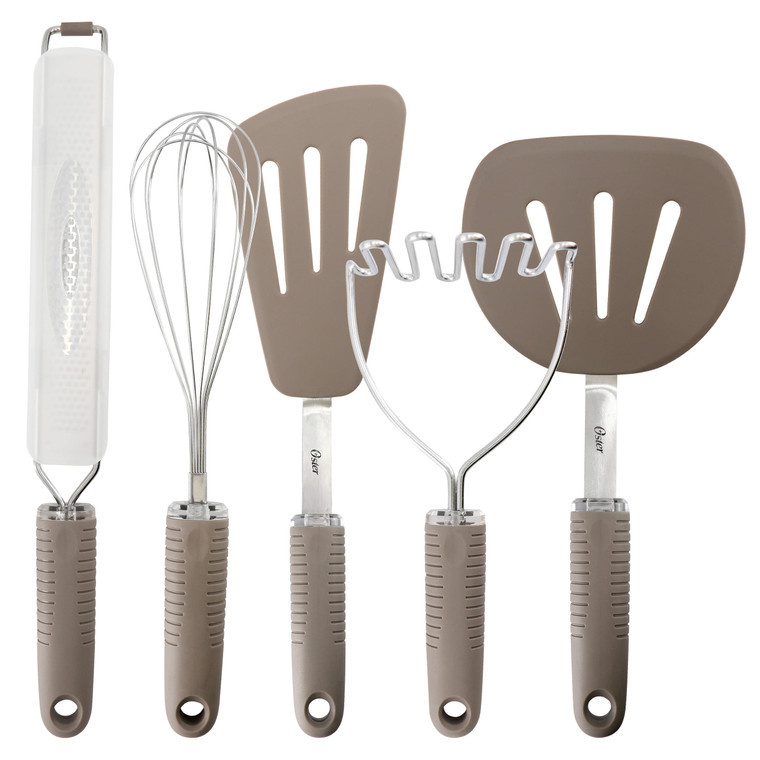 Oster Newcrest 5 Piece Prep and Cook Kitchen Tool Set in Taupe D970-98306.05
