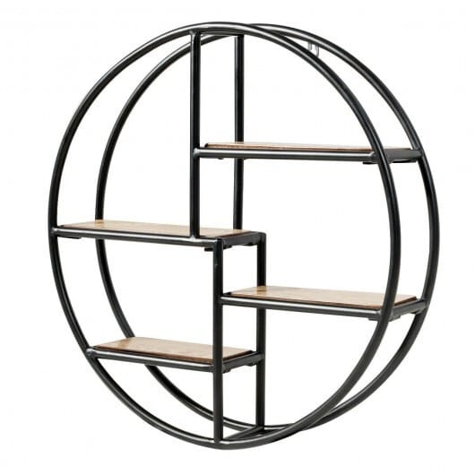 Hanging Storage Shelf Circular Wall-Mounted 4-Tier Rack - Color: Black D681-HW63372