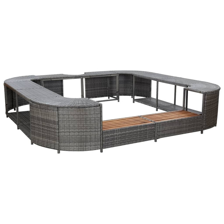 Spa Surround Grey PE rattan, powder-coated steel, solid acacia wood A949-46074