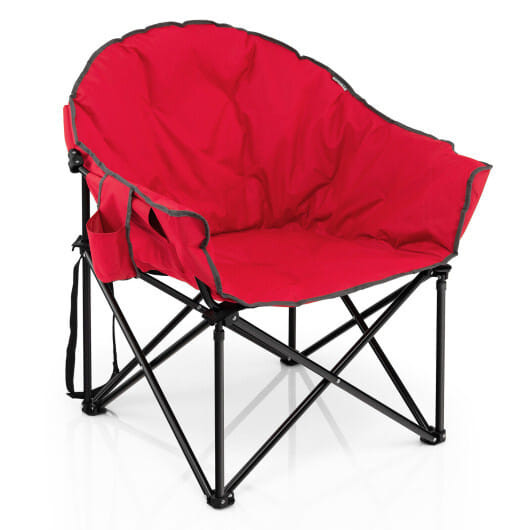 Folding Camping Moon Padded Chair with Carrying Bag-Red - Color: Red D681-OP70502RE