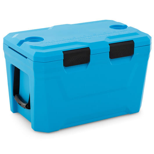 Insulated Portable Cooler Hard Shell Ice Chest with 2 Cup Holders Bottle Opener and Drain Plug-Blue B593-GP11796