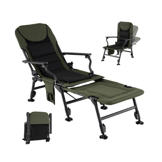 Oversized Foldable Fishing Chair with Detachable Footrest-Green - Color: Green D681-NP12607GN