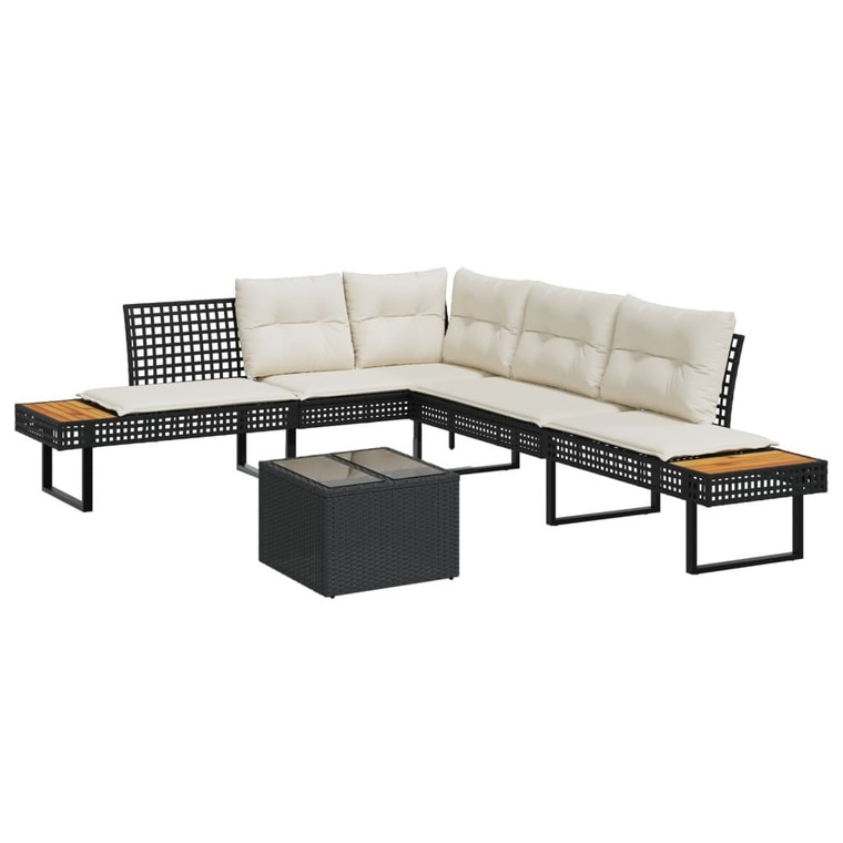 Garden Sofa Set Black PE Rattan Large Removable Covers A949-3277493