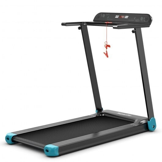 Folding Electric Compact Walking Treadmill with APP Control Speaker-Blue - Color: Blue D681-SP37681US-NY