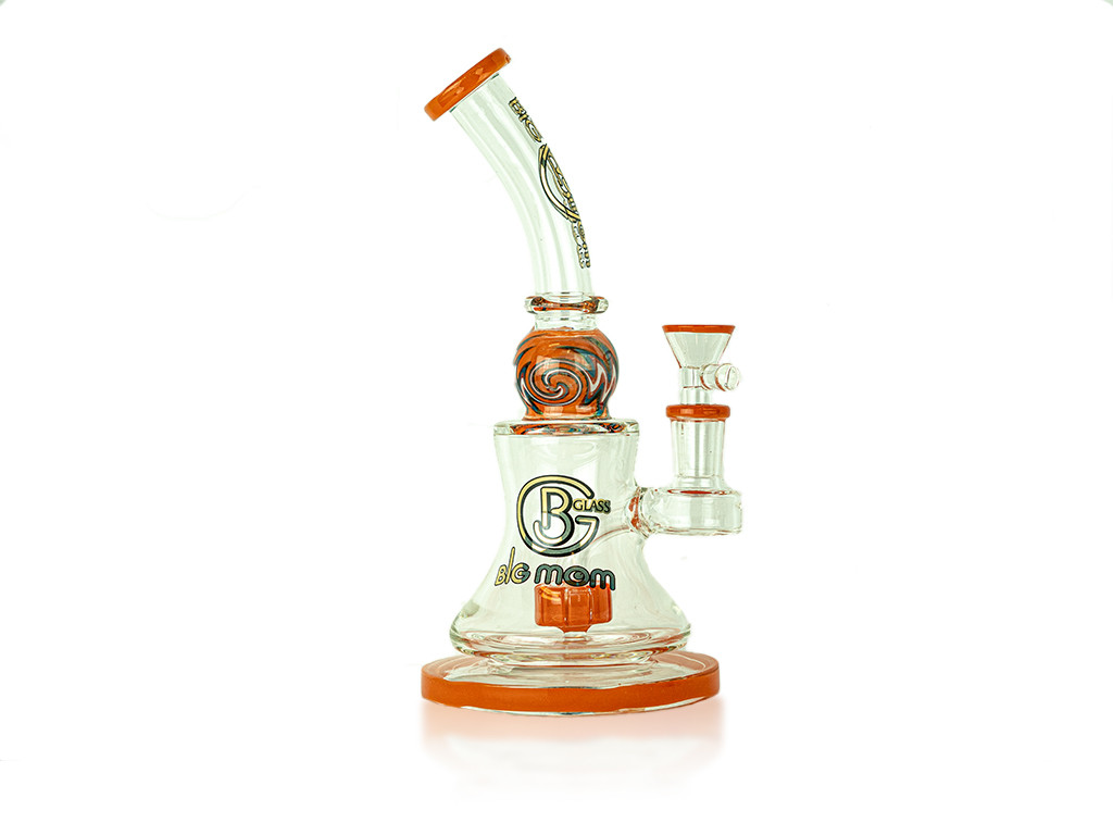 8.5" Orange Big B Mom glass bong with tire Percolator.