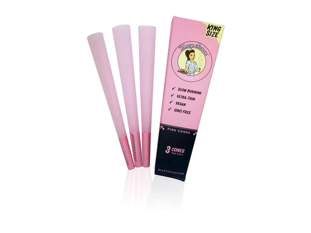 Blazy Susan Pink slow burning 3 pack of king size cones with box.