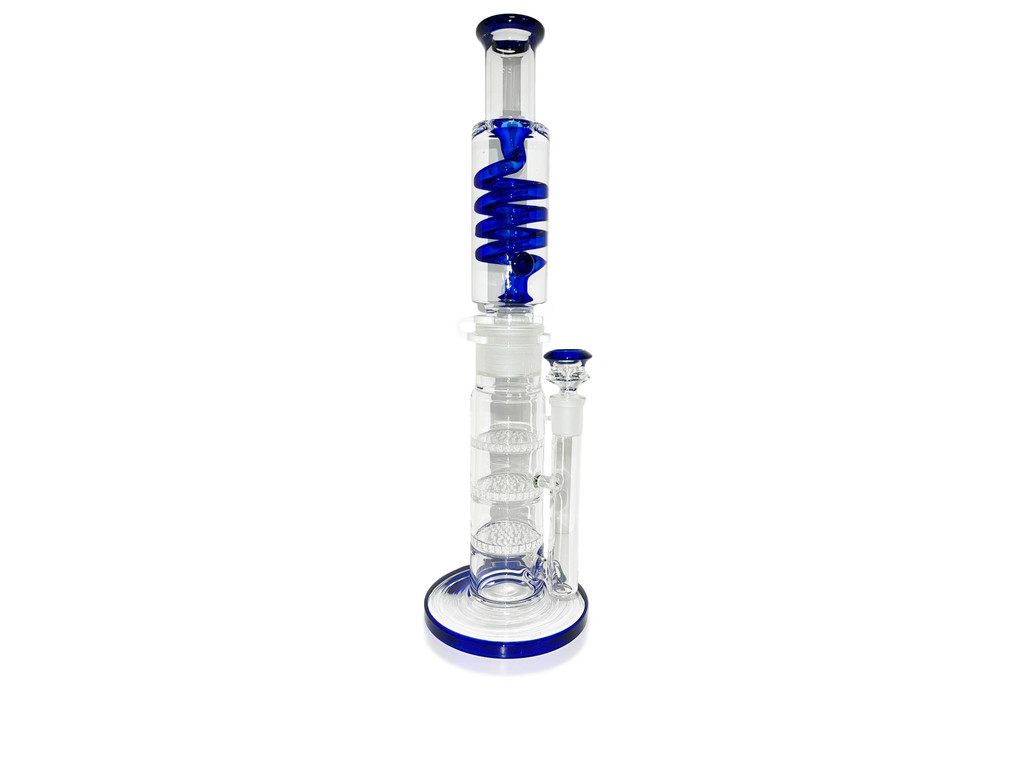 Two Part Triple Honeycomb Perc Liquid Coil Bong 15.5 inches