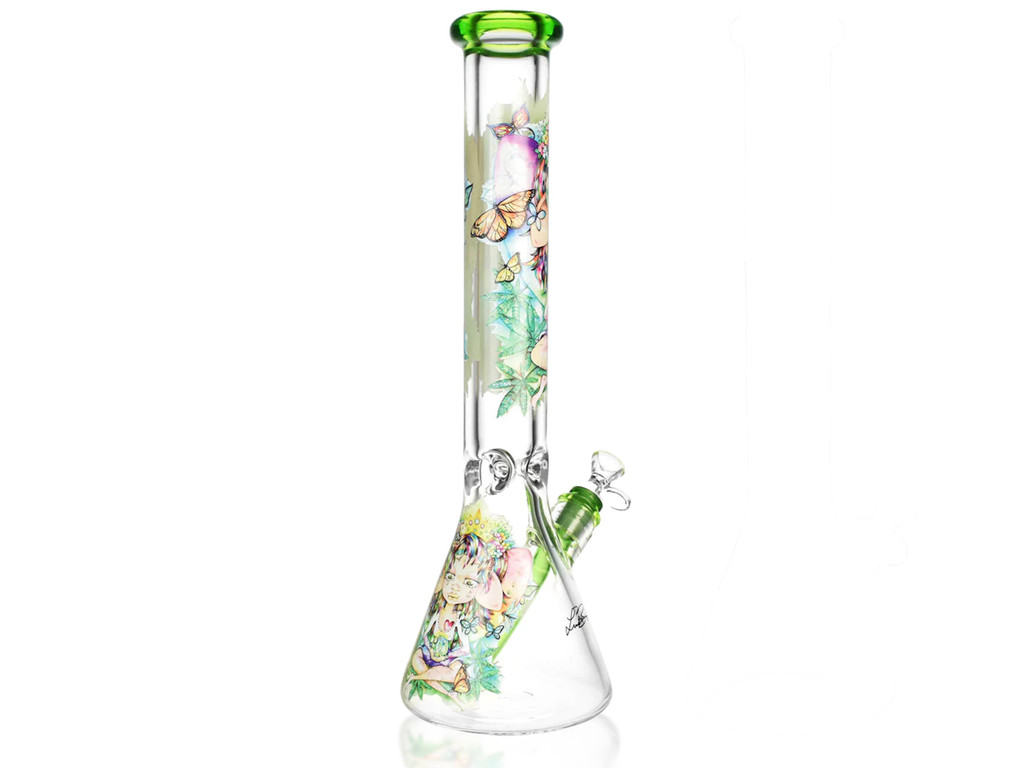 Rainbow Fantasy Glass Beaker Bong by Linda Biggs