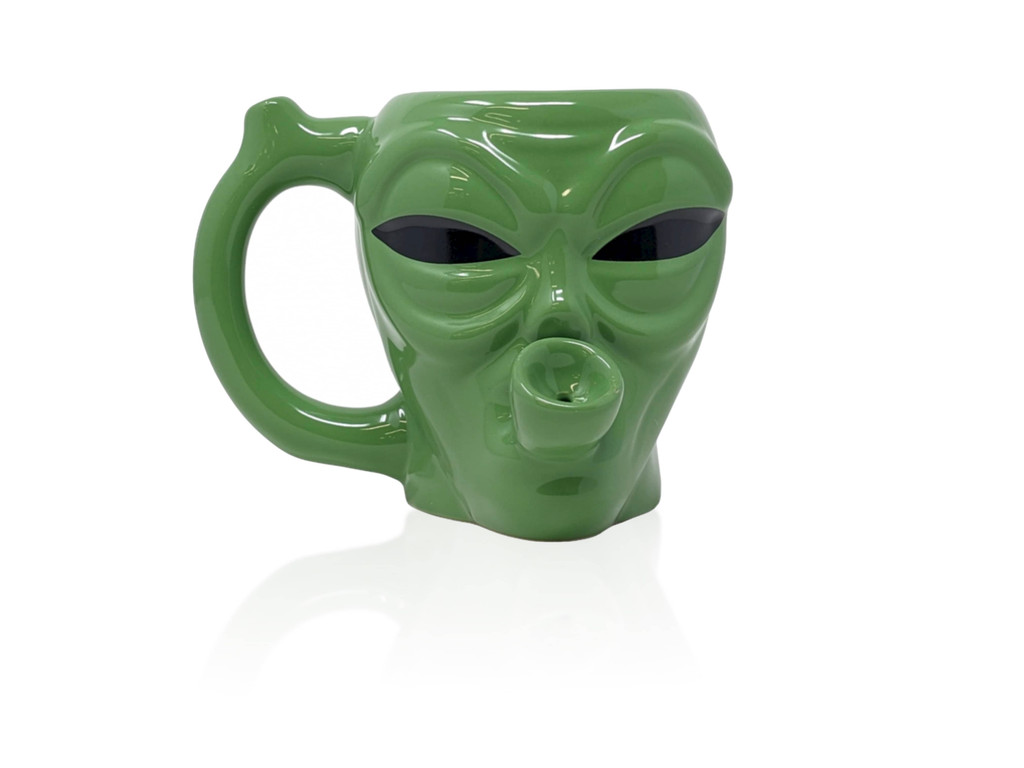 Green Alien Ceramic Mug Pipe by High Point