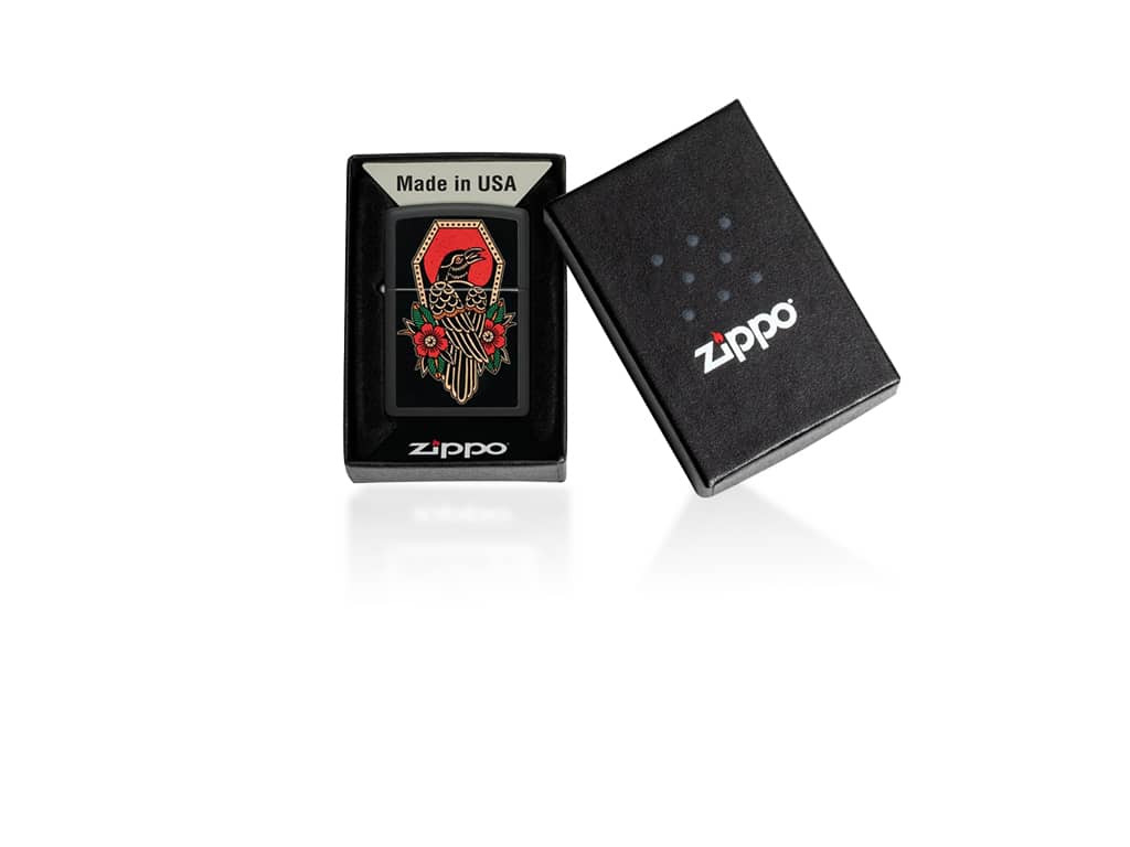 Traditional Crow Tattoo Lighter by Zippo