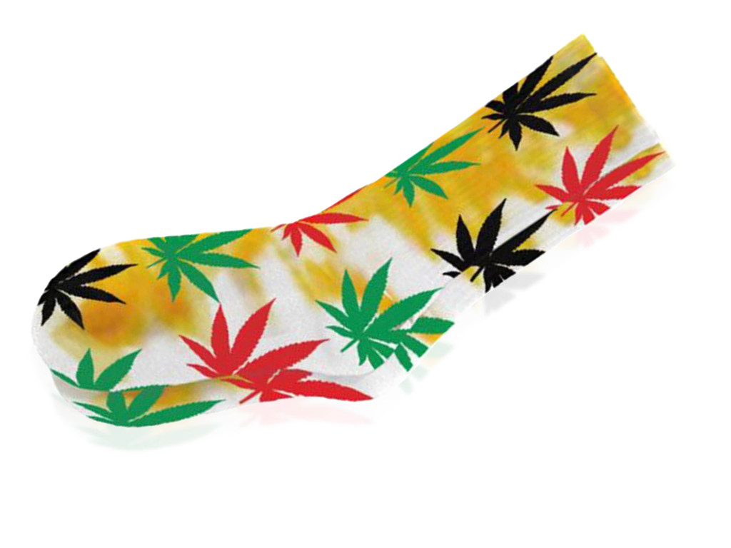 Pot leaf Yellow Tie Dye Socks by Blazing Buddies