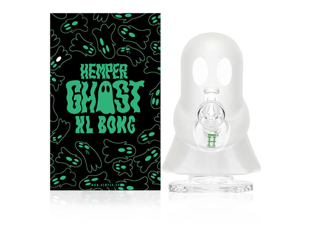 Hemper Ghost XL Bong – Ghost Shaped Glass Water Pipe with 14mm Bowl | Novelty XL Glass Bong