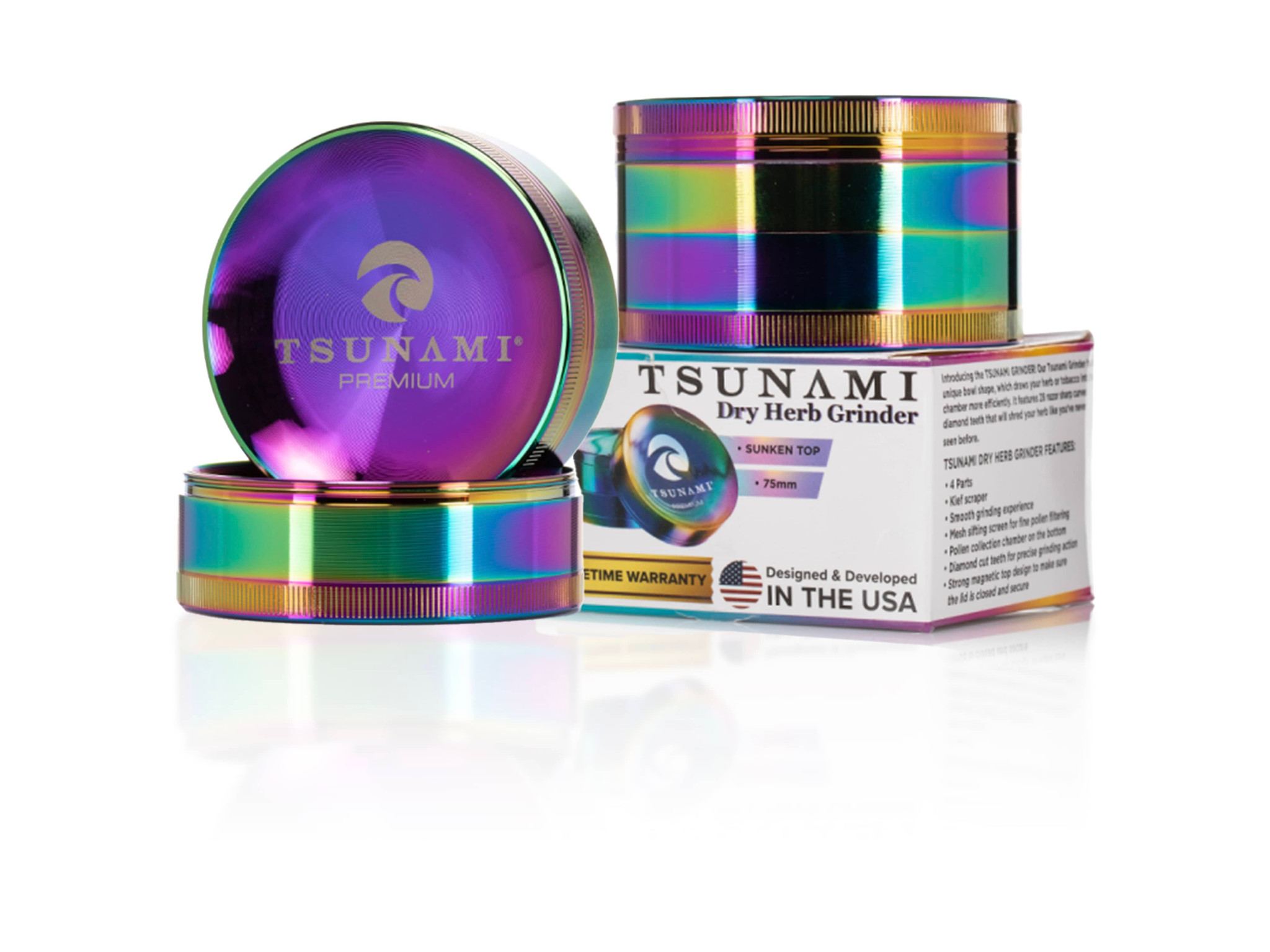 Tsunami 50MM Sunken Top Dry Herb Grinder, Grinder