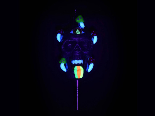 Pulsar Rainbow Puking Skull Vapor Vessel with Titanium Tip 8.75"