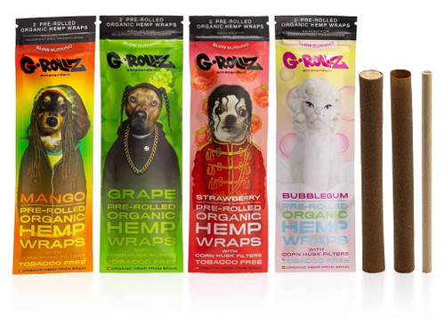 Flavored Pre-Rolled Organic Hemp Wraps with Corn Husk Filters by G-Rollz