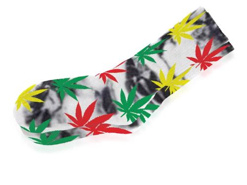 Rasta Pot Leaf Black Tie Dye Socks by Blazing Buddies
