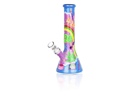 Beach Vibes 420 Painted Beaker Bong