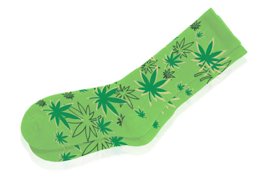 Green Weed Leaf Green Socks by Blazing Buddies