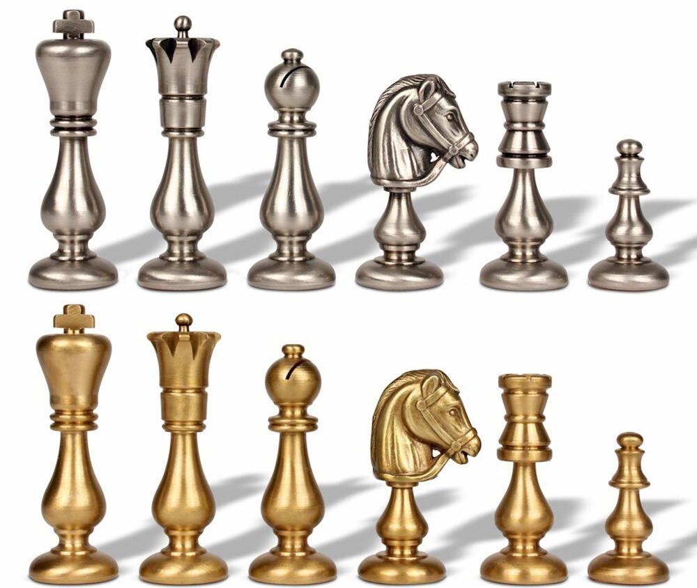 Brass Florentine Staunton Chessmen & Classic Pedestal Board Chess Set –  Fancy Chess