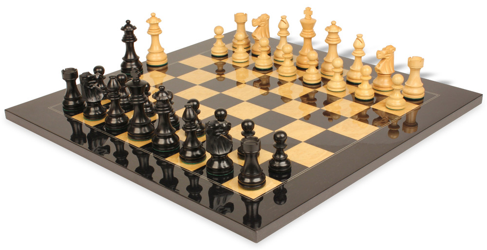 The Bridle Study Analysis Chess Pieces in Ebonized and Boxwood -   Denmark