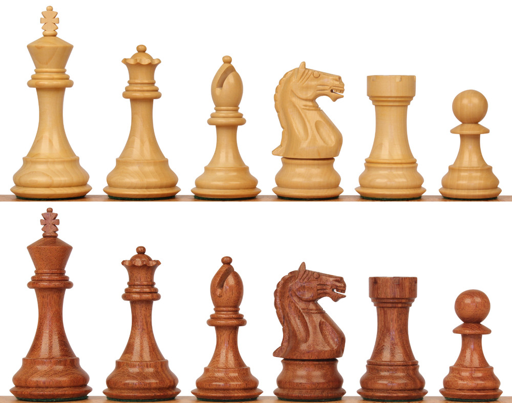 Fierce Knight Staunton Chess Set with Acacia & Boxwood Pieces - 4" King