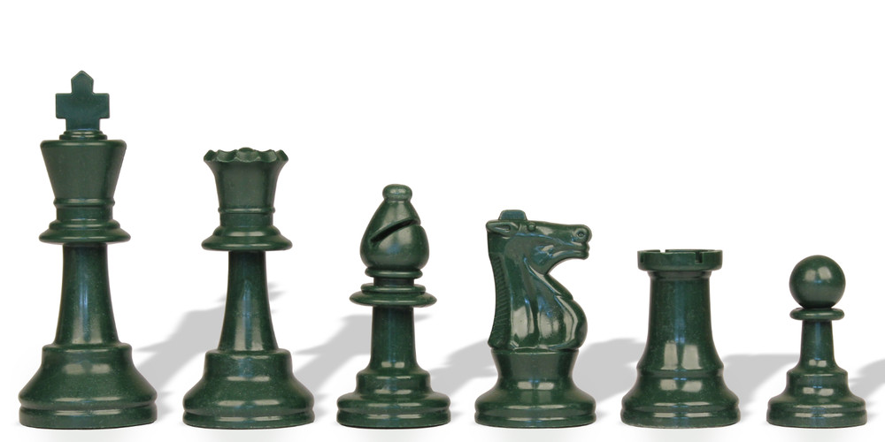 Staunton Triple Weighted Chess Pieces Full Set Army Green and Navy Blue 