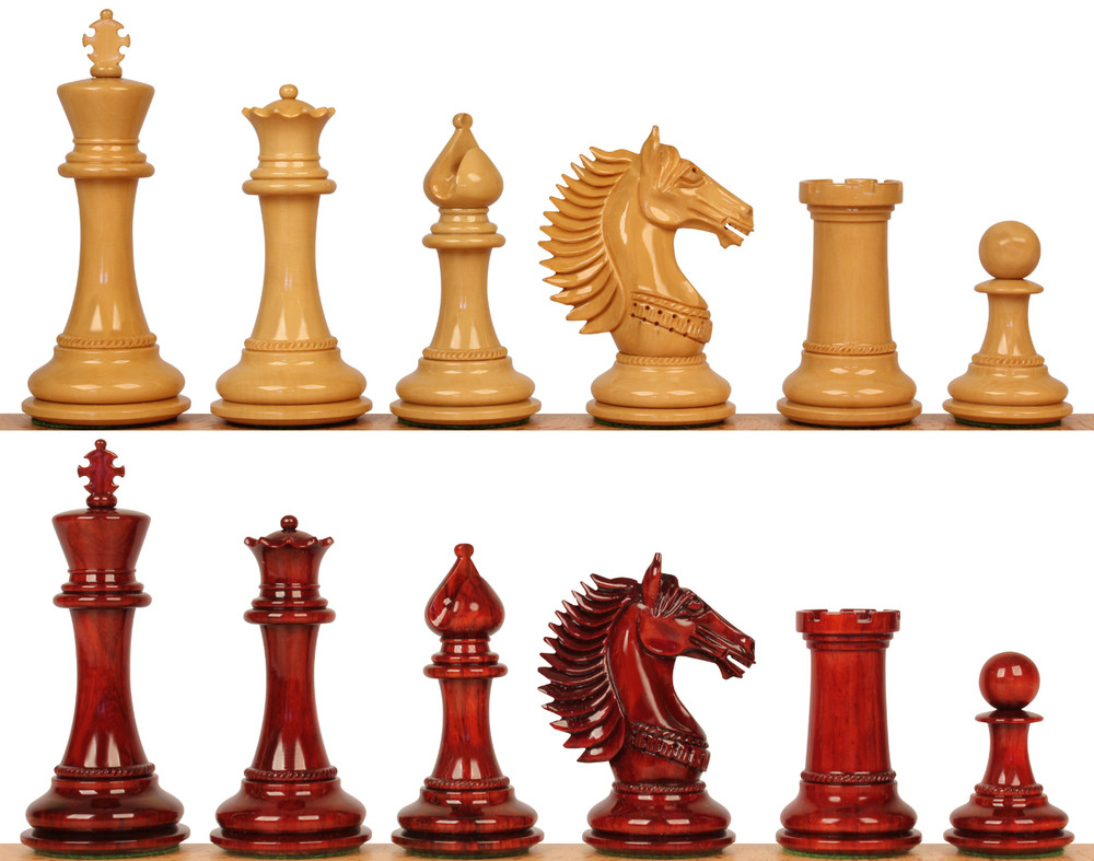 Copenhagen Staunton Chess Set with Padauk & Boxwood Pieces - 4.5" King
