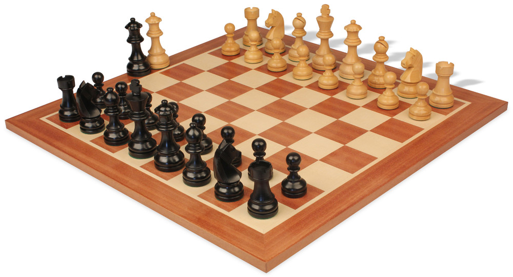 The Queen's Gambit Chess Set with Ebonized & Boxwood Pieces - 3.75