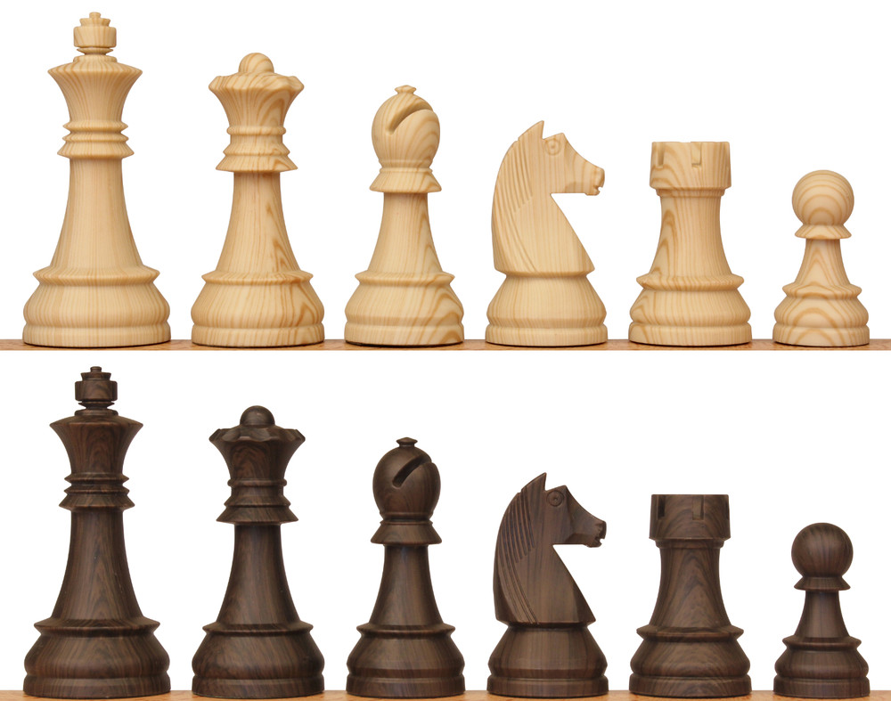 King's Knight Series Resin Chess Set with Black & Wood Grain