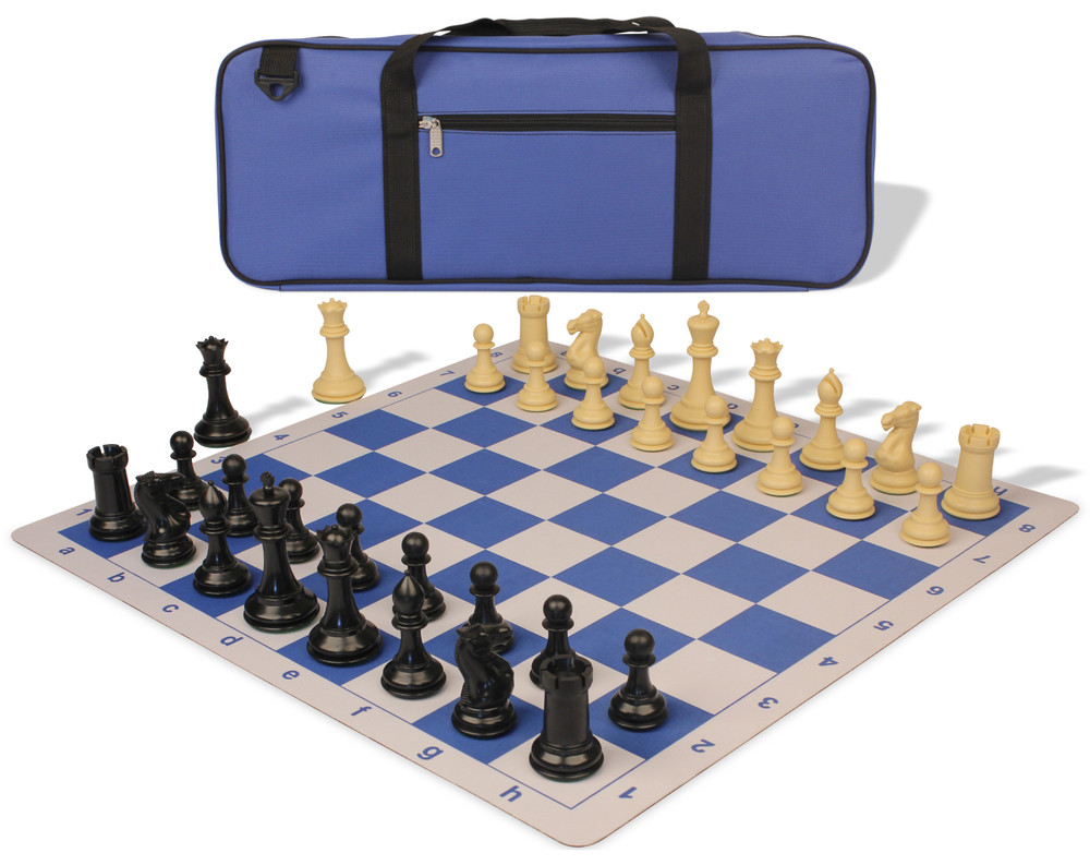 Conqueror Carry-All Plastic Chess Set Black & Ivory Pieces - Black