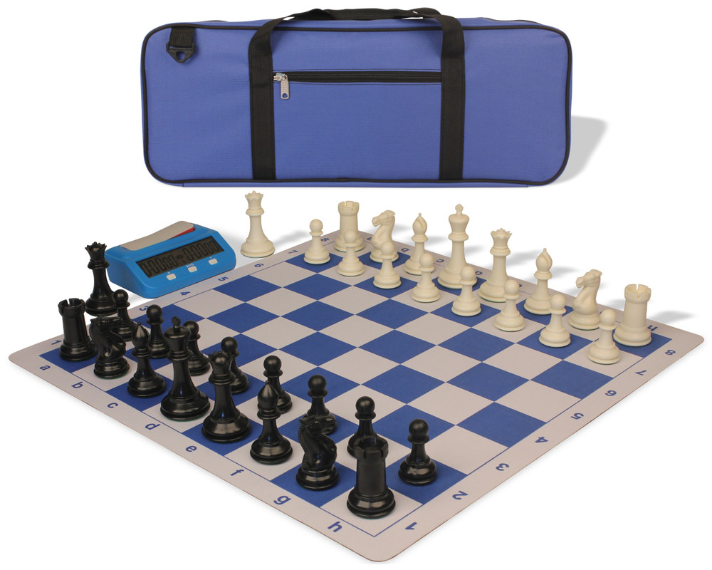 Conqueror Carry-All Plastic Chess Set Black & Ivory Pieces - Black