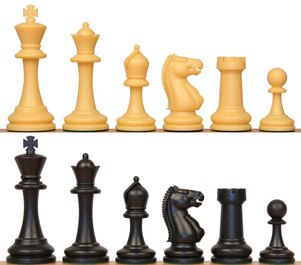 Standard Club Plastic Chess Set Black & Ivory Pieces - 3.75