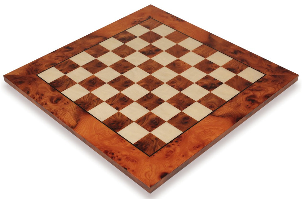 Elm Burl & Erable Chess Board - 2.375" Squares
