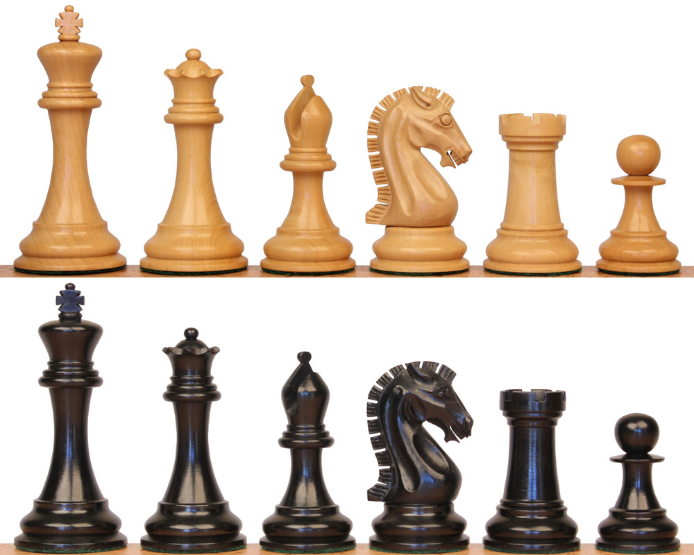 3.9 Craftsman Series Staunton Chess Pieces Only Set - Triple weighted  Ebony Wood