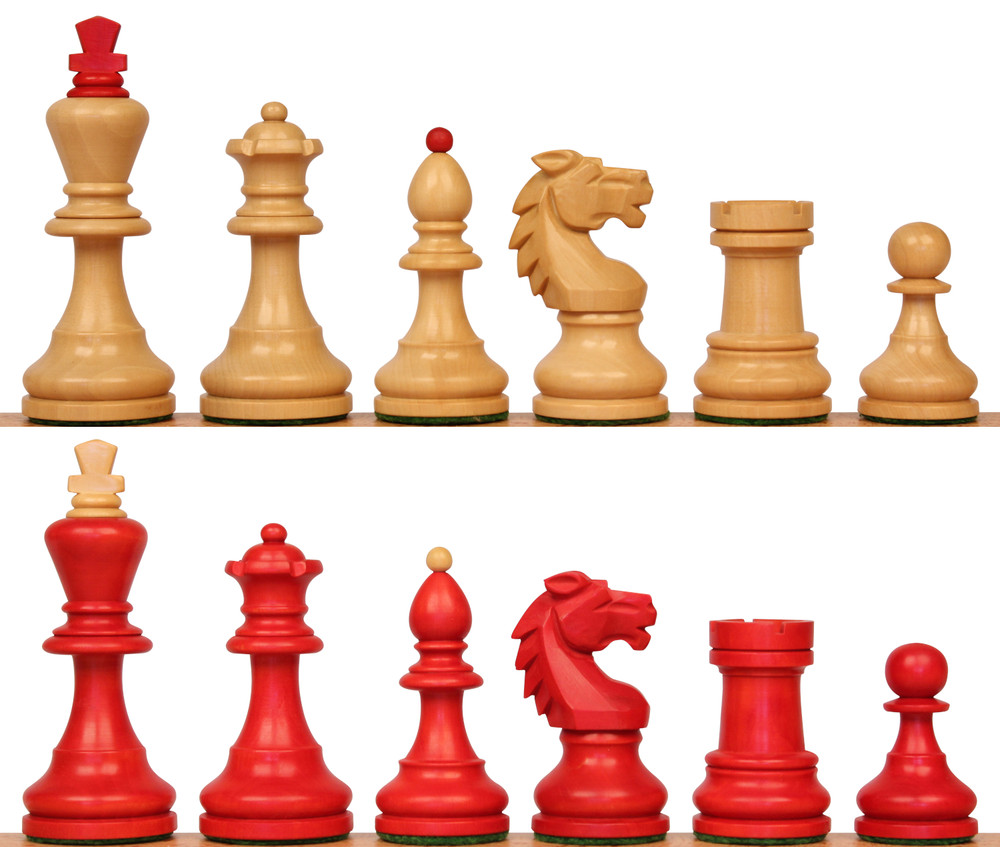 Bohemian Series Chess Set Crimson & Boxwood Pieces - 4" King