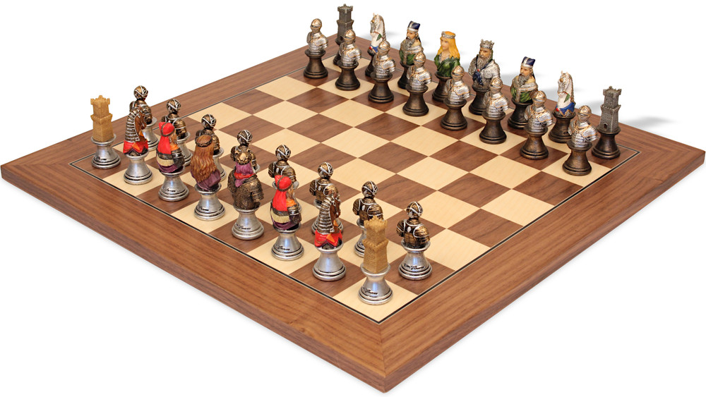 Standard Club Triple Weighted Plastic Chess Set Black & Camel