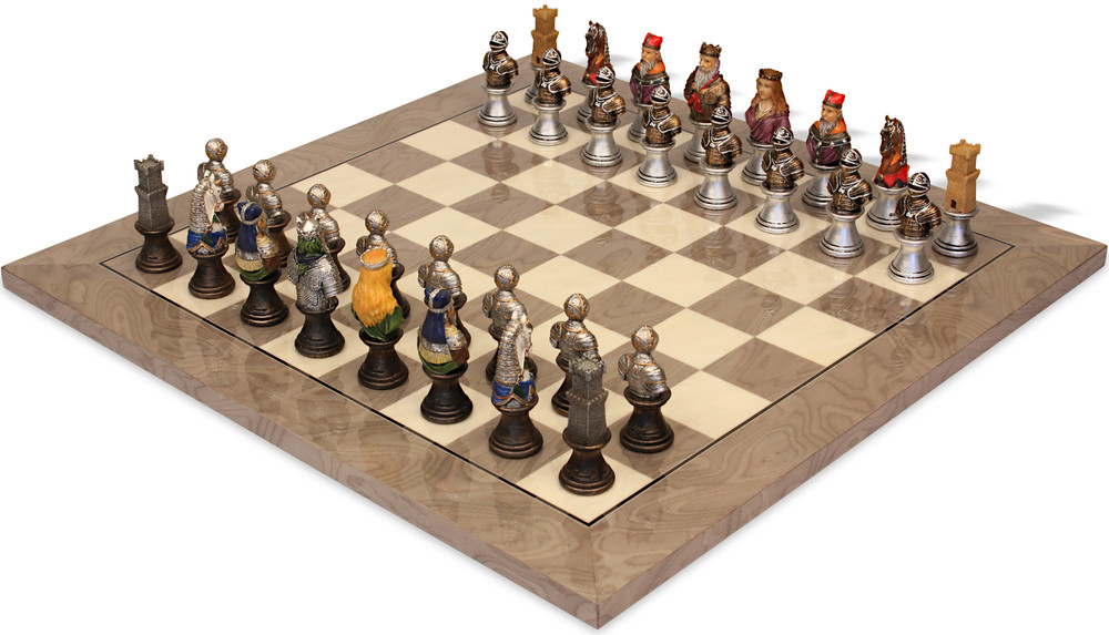 Russians & Mongols Theme Chess Set with Classic Walnut & Maple