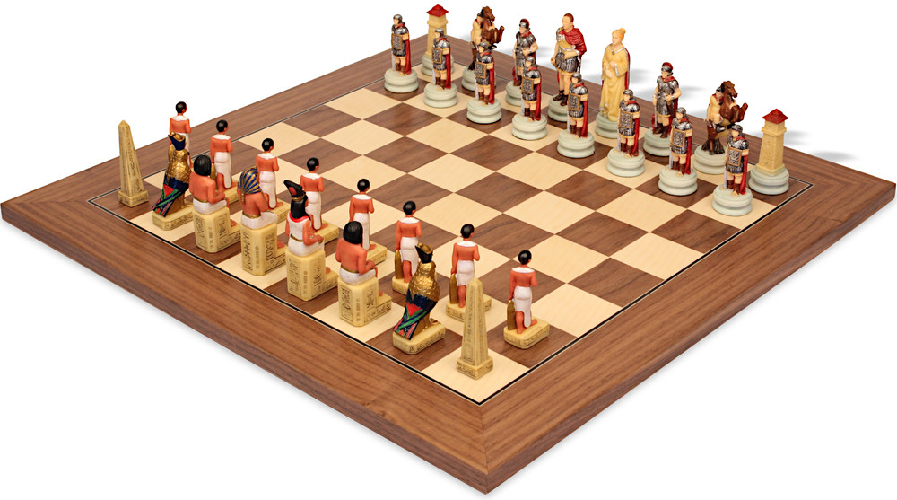 Russians & Mongols Theme Chess Set with Classic Walnut & Maple